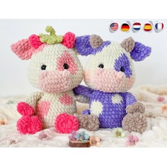 Clementine the Cow Amigurumi Crochet Pattern - English, Dutch, German, Spanish, French