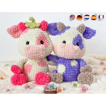 Clementine the Cow Amigurumi Crochet Pattern - English, Dutch, German, Spanish, French